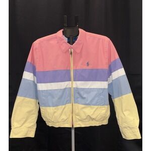 Polo Ralph Lauren Women's Pastel Color Block Poplin Windbreaker Jacket Size L